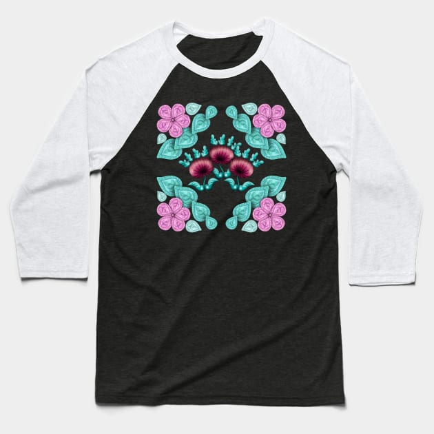 Floral doodles Baseball T-Shirt by maryglu